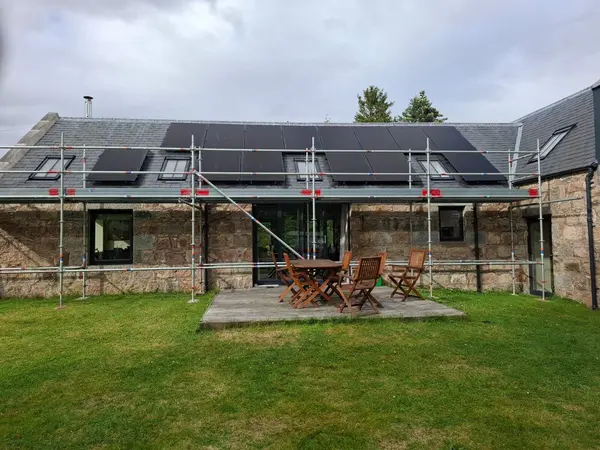Barn conversion, panels around the skylights